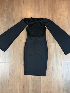 Black Bell Sleeve Bodycon Dress